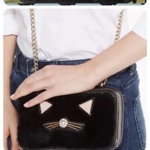 fluffy Kate Spade crossbody and shoulder bag with gold chain